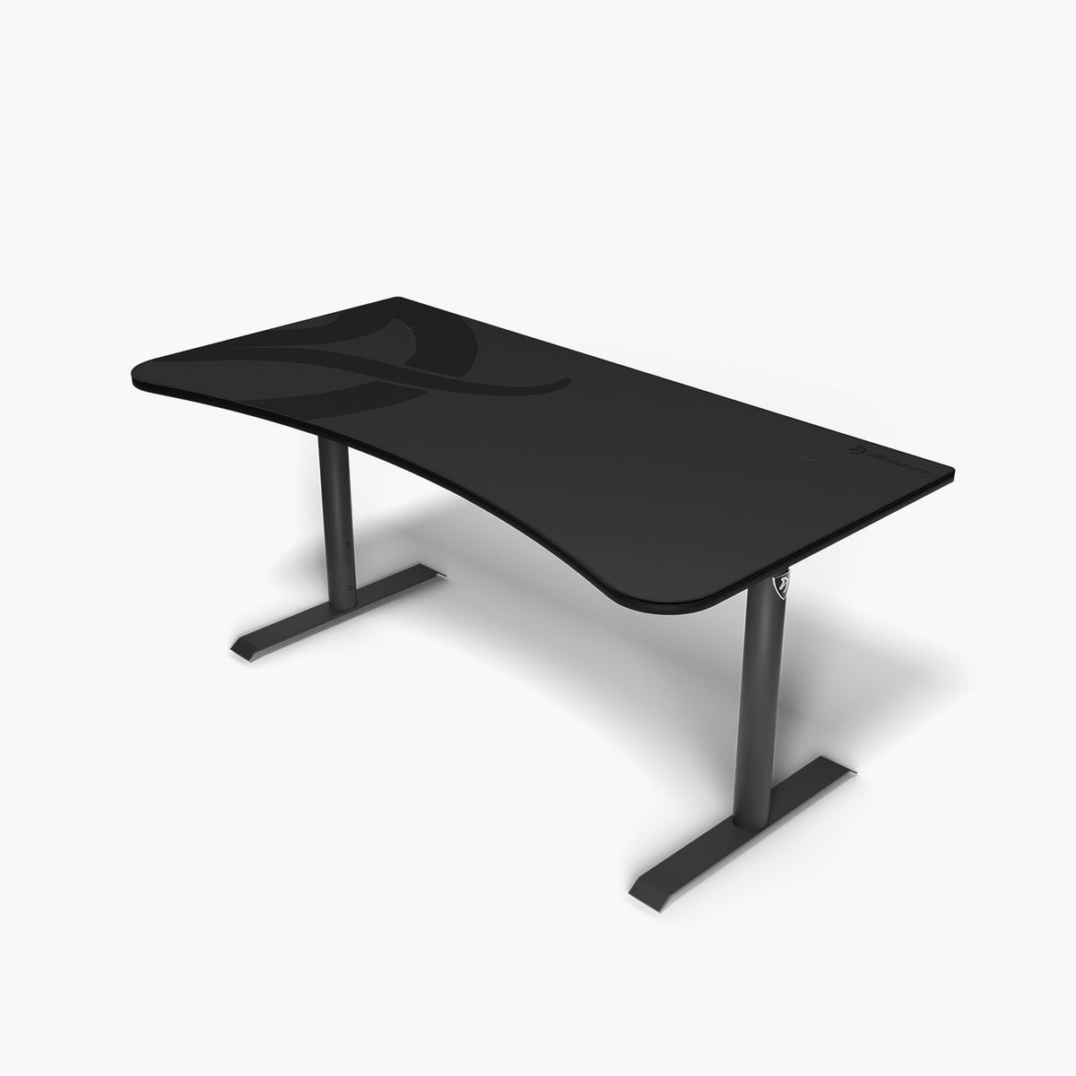 Arozzi Europe Arena Gaming Desk - Large, black with curved top and metal legs, on white background.