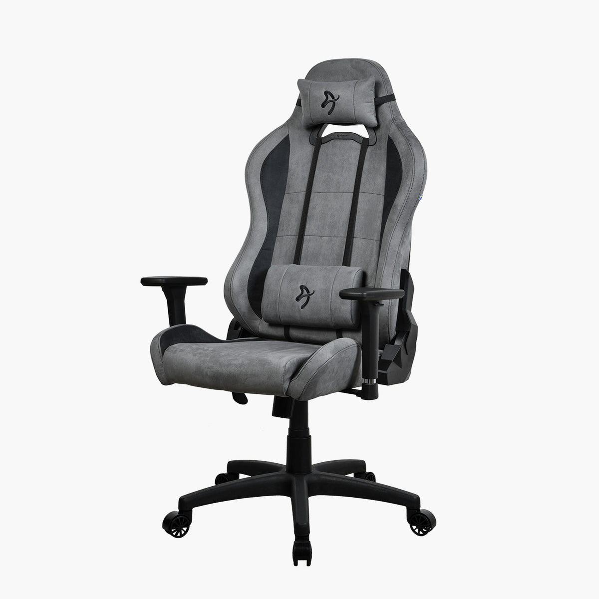 Arozzi Torretta Supersoft: gray ergonomic gaming chair, high back, adjustable armrests.