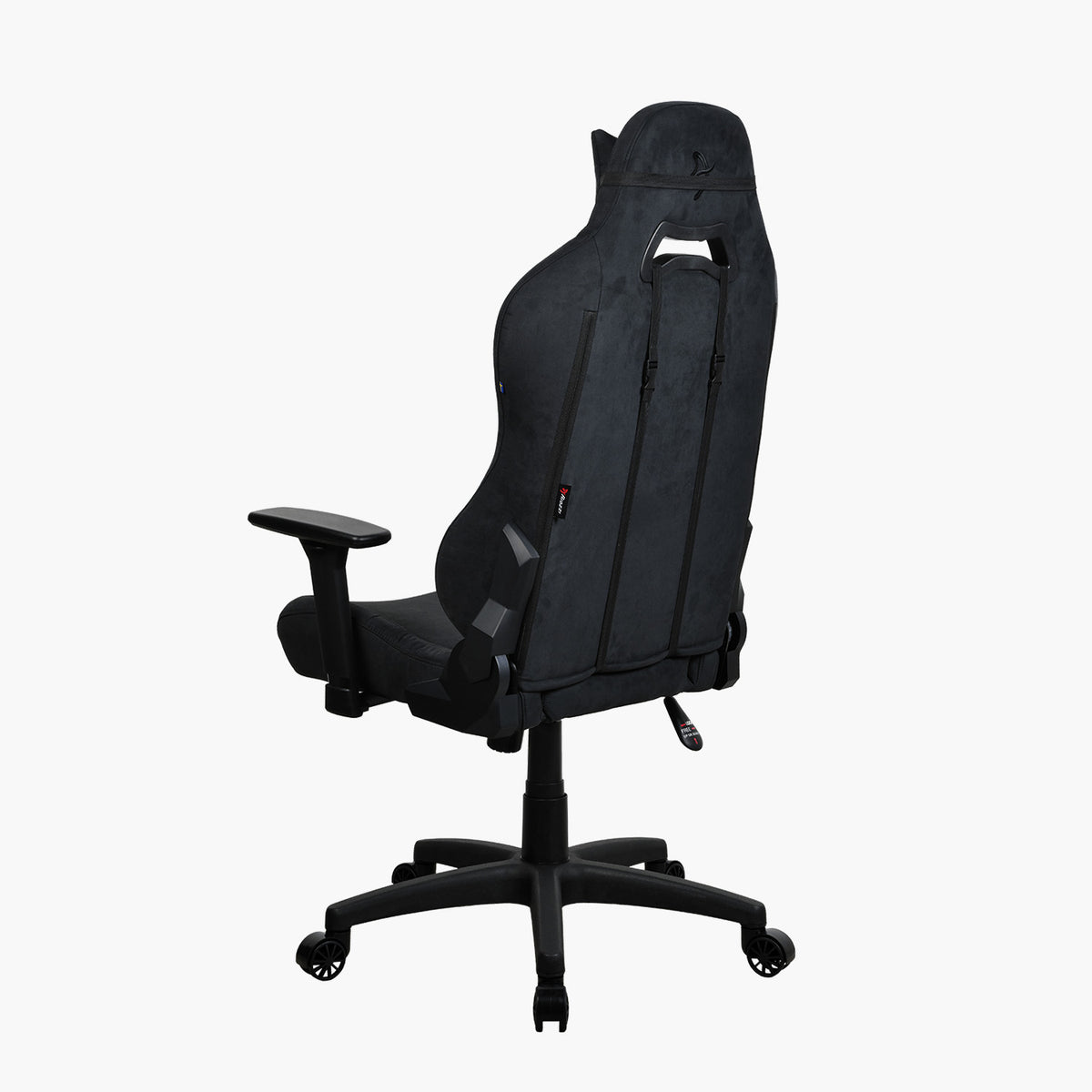 Arozzi Europe Torretta Supersoft: black ergonomic chair with support pillows, rear view.