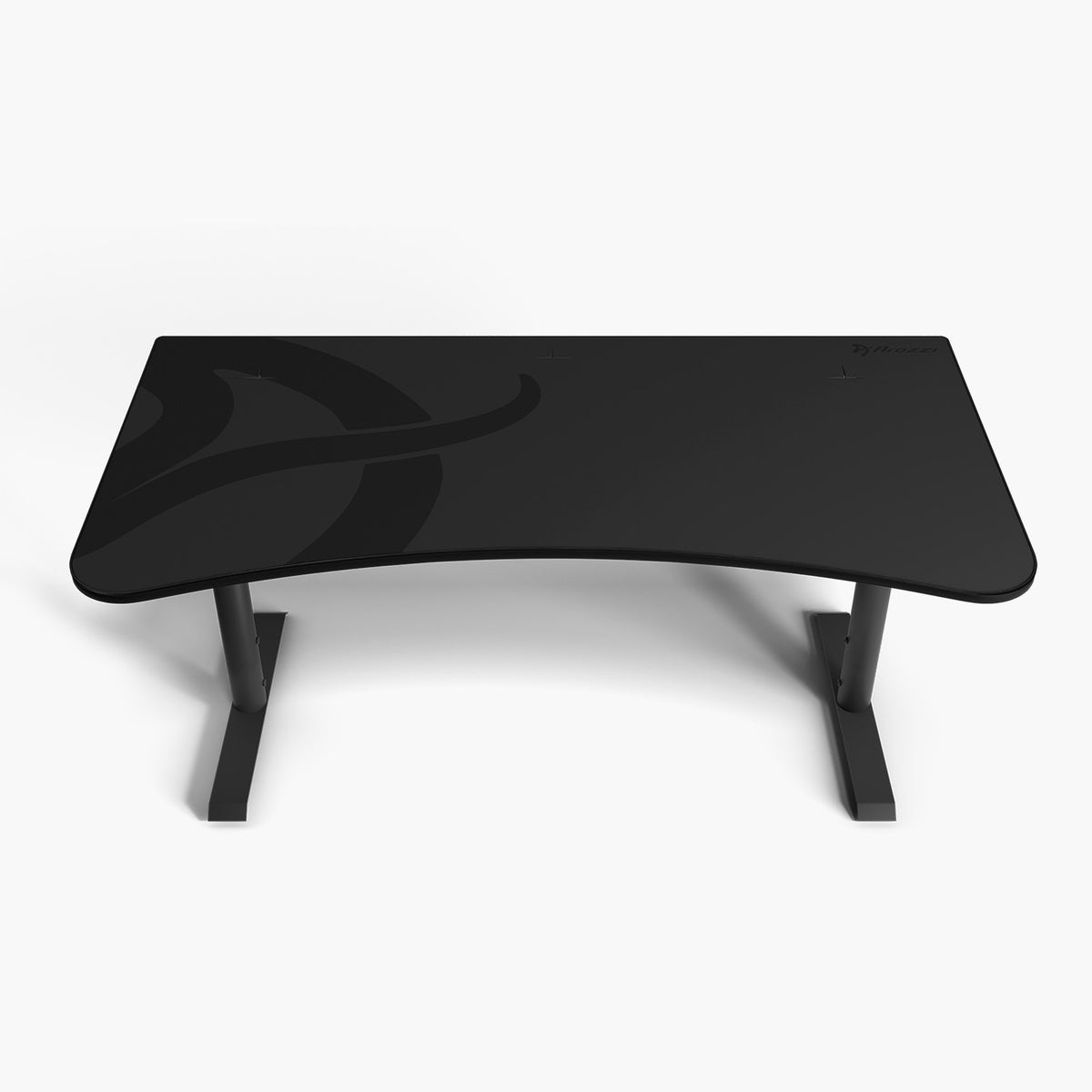 Arozzi Europe Arena Gaming Desk - Large, black, curved, cable management, minimalist design.